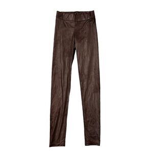 Nha Khanh Womens Brown Shiny Micro Suede Microfiber Skinny Pants Leggings Sz 0
